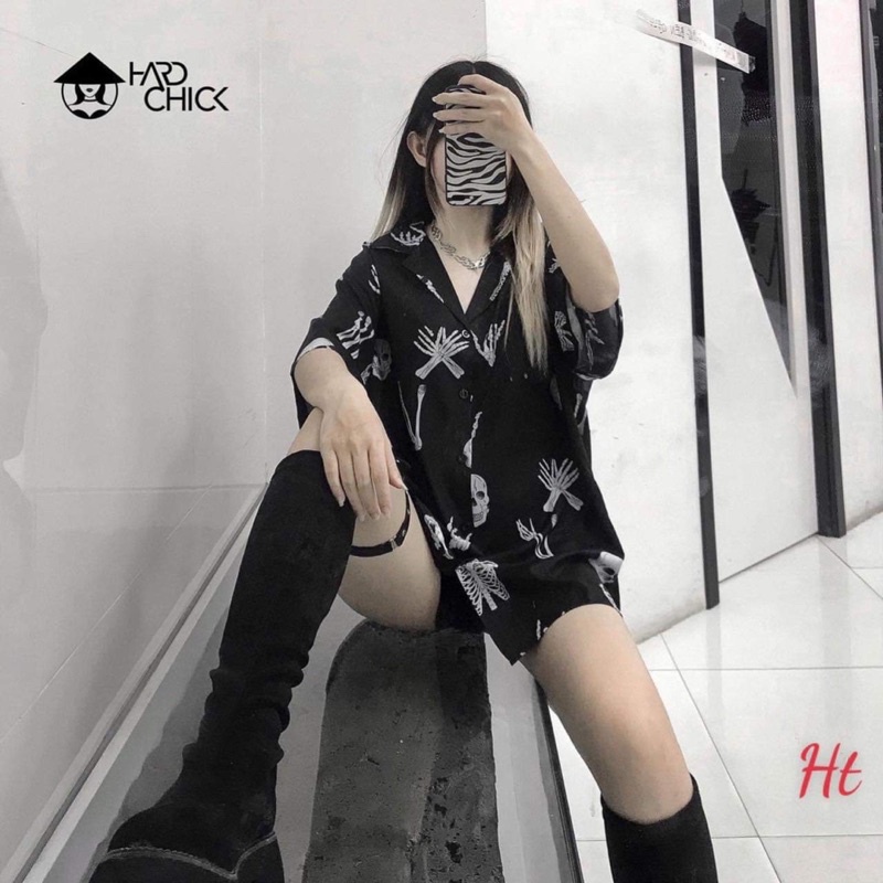 Áo sơ mi đầu lâu đen H2