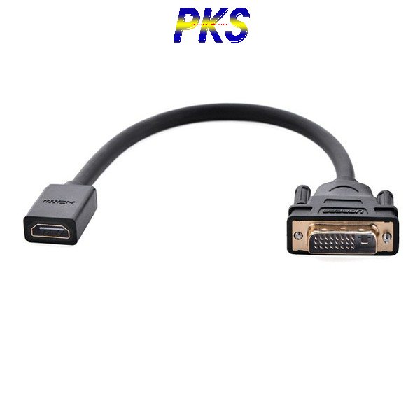 Cáp DVI sang HDMI với một đầu chuẩn DVI 24+1 ra chuẩn nối HDMI âm hỗ trợ Full HD 1080p Ugreen 20118
