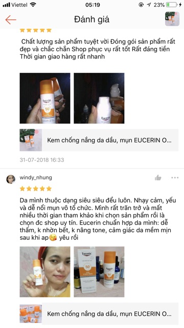 KEM CHỐNG NẮNG KIỀM DẦU EUCERIN OIL CONTROL DRY TOUCH SPF50+ | BigBuy360 - bigbuy360.vn