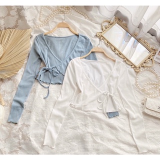 Áo croptop kiểu cột eo, Áo thun gân cột eo kiểu kimono