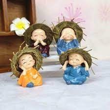 Bộ Tượng 4 Chú Tiểu Đội Nón Rơm