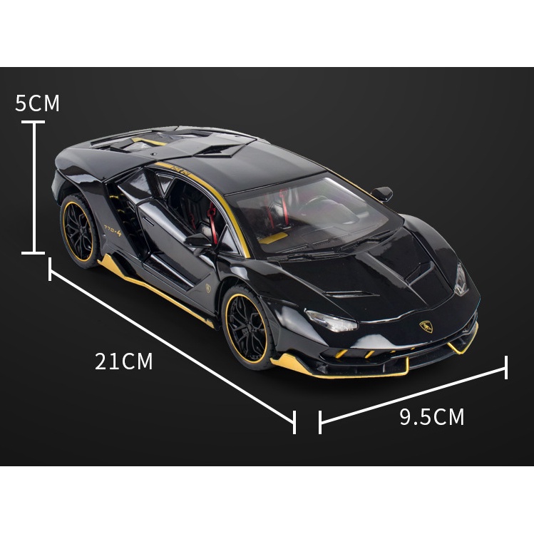 Mô hình xe hơi Lamborghini LP770 tỉ lệ 1:24 kim loại ô tô đồ chơi siêu xe hãng Chezhi oto mini trẻ em trưng bày có đèn