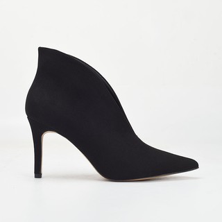 🔥giày🔥◊✳Foreign trade Spain plus size 2020 autumn and winter Europe the United States sexy pointed V-mouth high heel stiletto nude boots women s short black