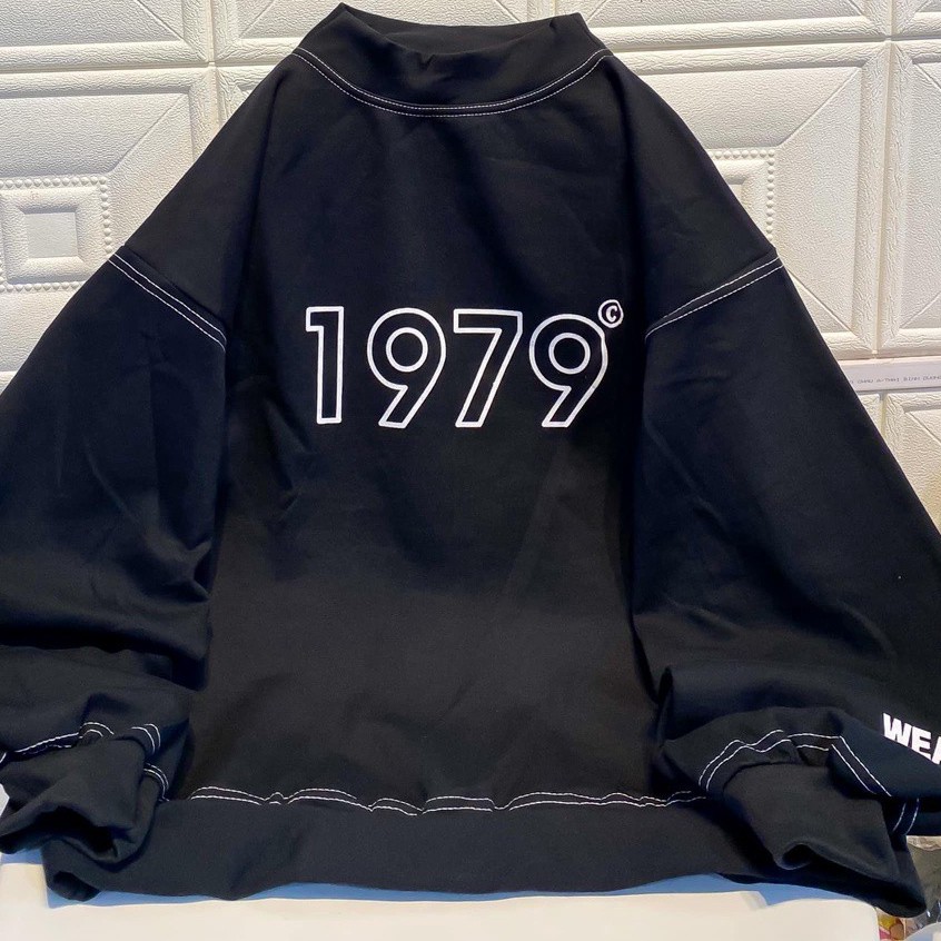 Áo nỉ sweater 1979 dáng rộng chỉ nổi cổ 3 phân chất nỉ dày ấm mềm mịn phong cách thời trang Hàn Quốc | BigBuy360 - bigbuy360.vn