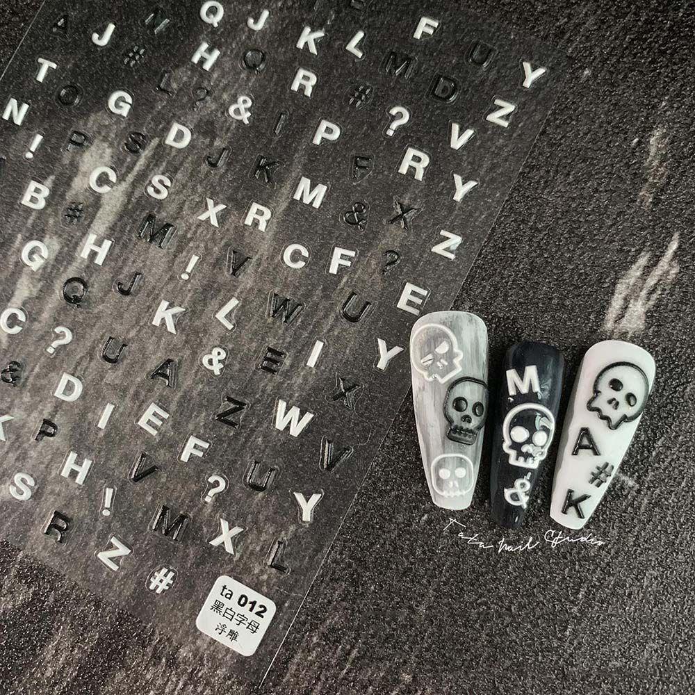 Nhãn Dán Móng Tay Tự Dính Siêu Mỏng In Chữ Phong Cách Nhật Bản