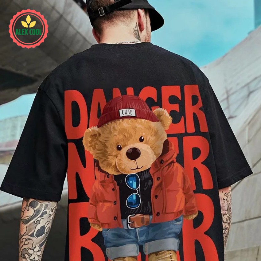 Áo thun nam, áo phông nam tay ngắn cổ tròn chất cotton co giãn 4 chiều hình gấu bông alex cool | BigBuy360 - bigbuy360.vn