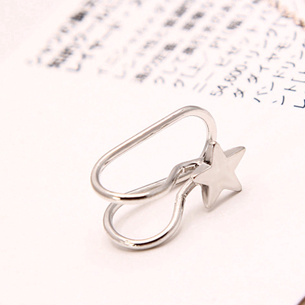 Bông tai dạng kẹp hình ngôi sao/ hạt ngọc trai/ hạt đá zircon phong cách Hàn Quốc đơn giản thời trang