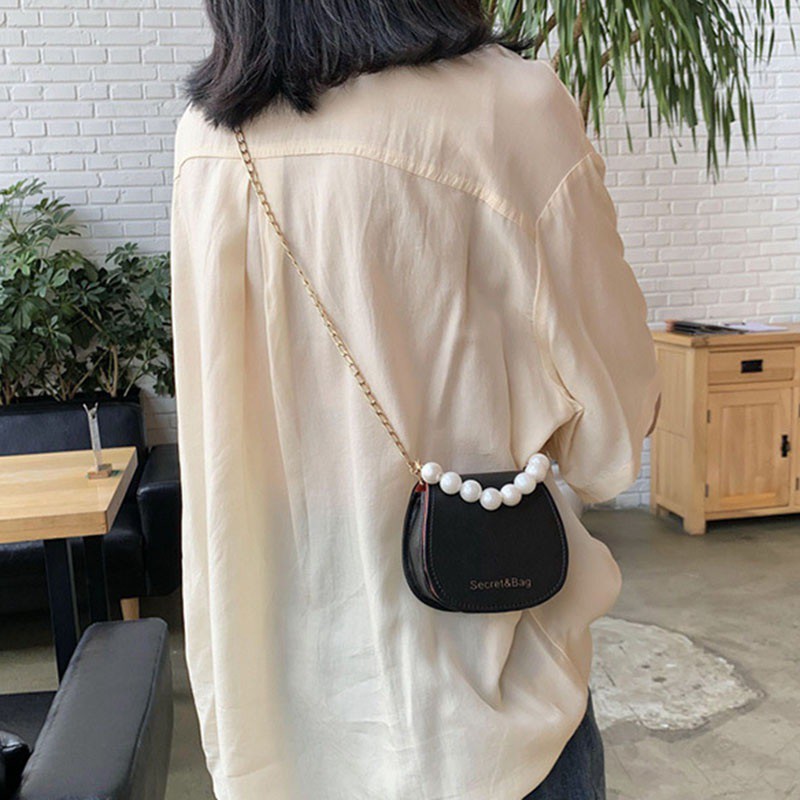 Túi Xách Nữ Túi Xách Dây Xích Đeo Vai Đính Ngọc Trai Nhân Tạo Phong Cách Hàn Quốc