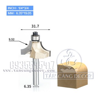 Mũi Router Arden Bo Góc R9.52 Cốt 6.35 mm - A040163