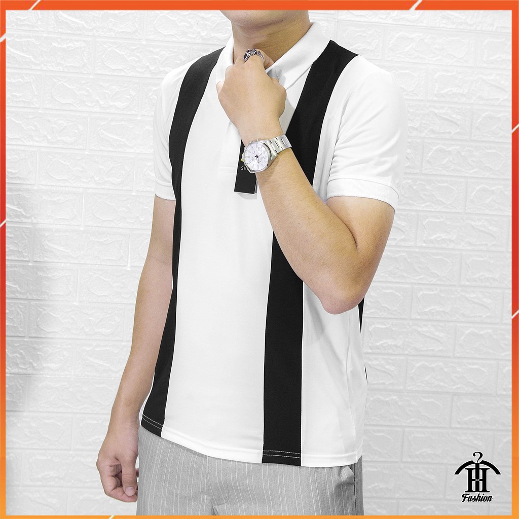 Áo polo nam áo thun nam có cổ sọc đen trắng chất cotton thoáng mát pl208 | BigBuy360 - bigbuy360.vn