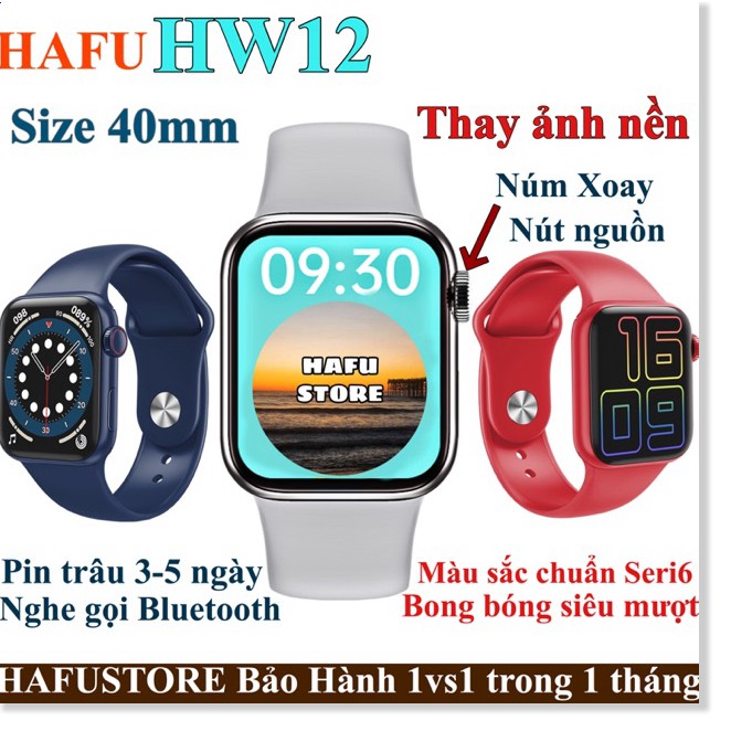 Đồng hồ thông minh  HAFU HW12 cho nữ xinh đẹp núm xoay thay ảnh nền nghe gọi Bluetooth
