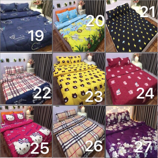 [GIÁ HỦY DIỆT] Trọn bộ 5 món ga gối chăn phao poly cotton có ruột bông dày  loại 1 ( nhắn chọn mẫu ) | BigBuy360 - bigbuy360.vn