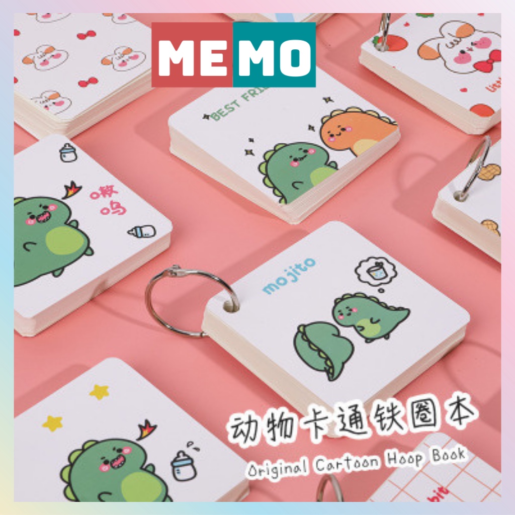 Flashcard , thẻ ghi nhớ học từ vựng học ngoại ngữ nhiều mẫu hoạt hình cute MEMO