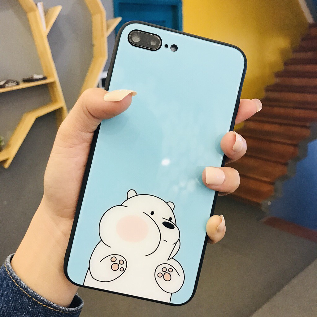 Ốp lưng kính cường lực Gấu ( 3 mẫu ) ốp iphone đủ mã 6/6s/6plus/7/8/7plus/8plus/x/xs/xs max/11/11promax