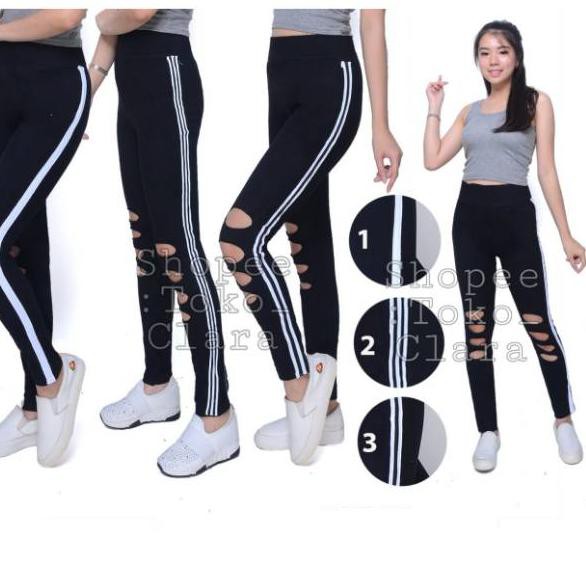 Quần Legging Tập Thể Thao Chất Liệu Cotton Mềm Thiết Kế Rách Thời Trang