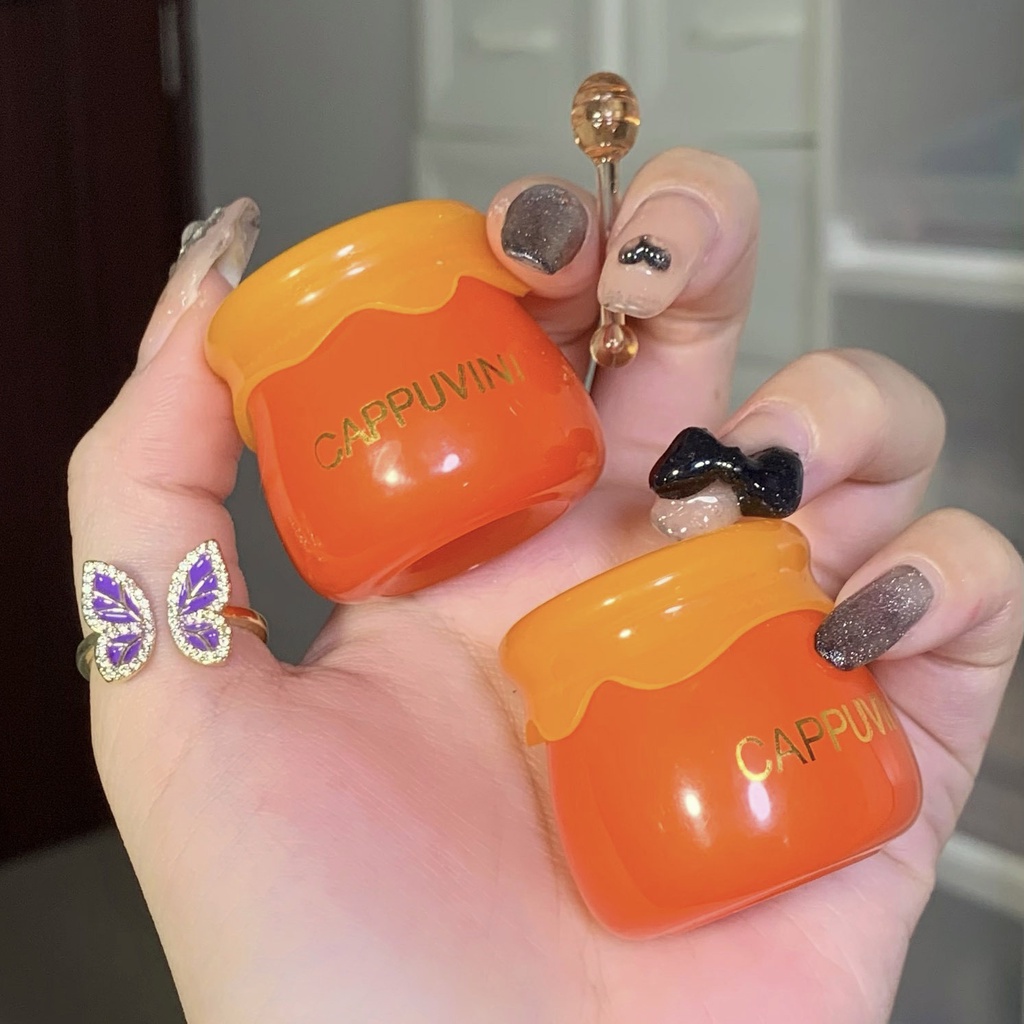 Mặt nạ môi CAPPUVINI ANNIES dưỡng ẩm làm mờ nếp nhăn chăm sóc đôi môi khi ngủ kiểu dáng lọ mật ong