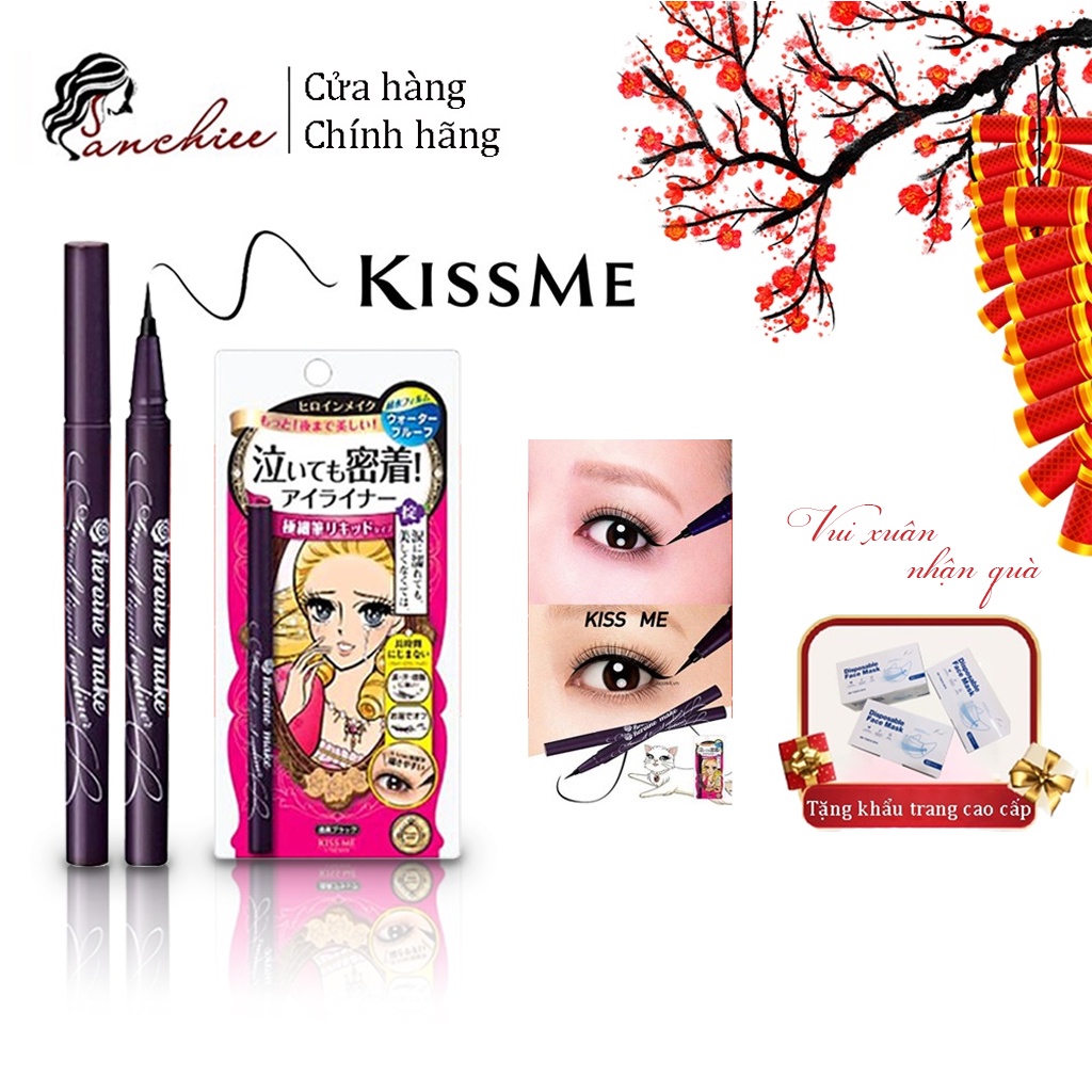 Kẻ mắt Kiss Me kẻ mắt nước kissme lâu trôi không lem, bút kẻ mắt chống nước