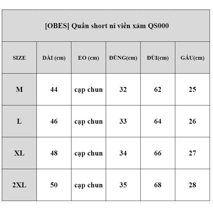 [OBES] Quần short nỉ viền xám QS000