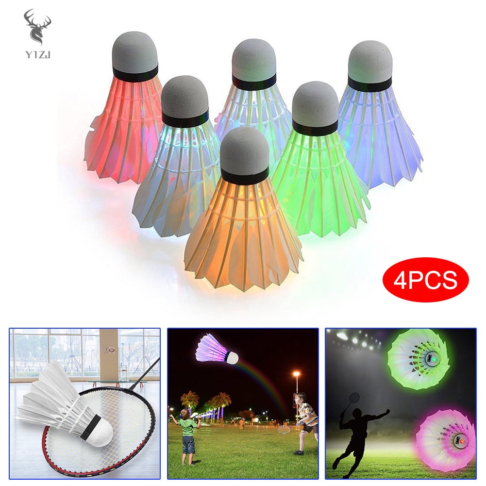 Set 4 Quả Cầu Lông Có Đèn Led Phát Sáng Dùng Để Chơi Thể Thao Ngoài Trời