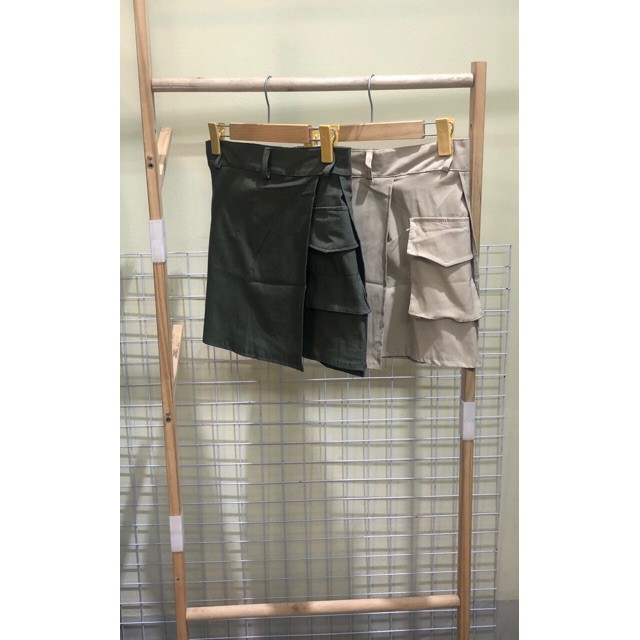 [QQ36] Chân váy nữ kaki chữ A ngắn túi hộp đắp vạt cực xinh đẹp rẻ - Váy có lót quần