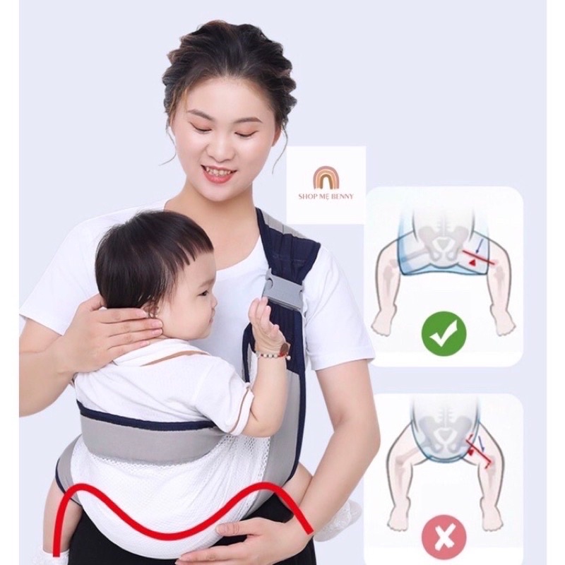 Địu trẻ em sơ sinh nhiều tư thế vải lưới mềm mát gọn nhẹ dễ dàng sử dụng