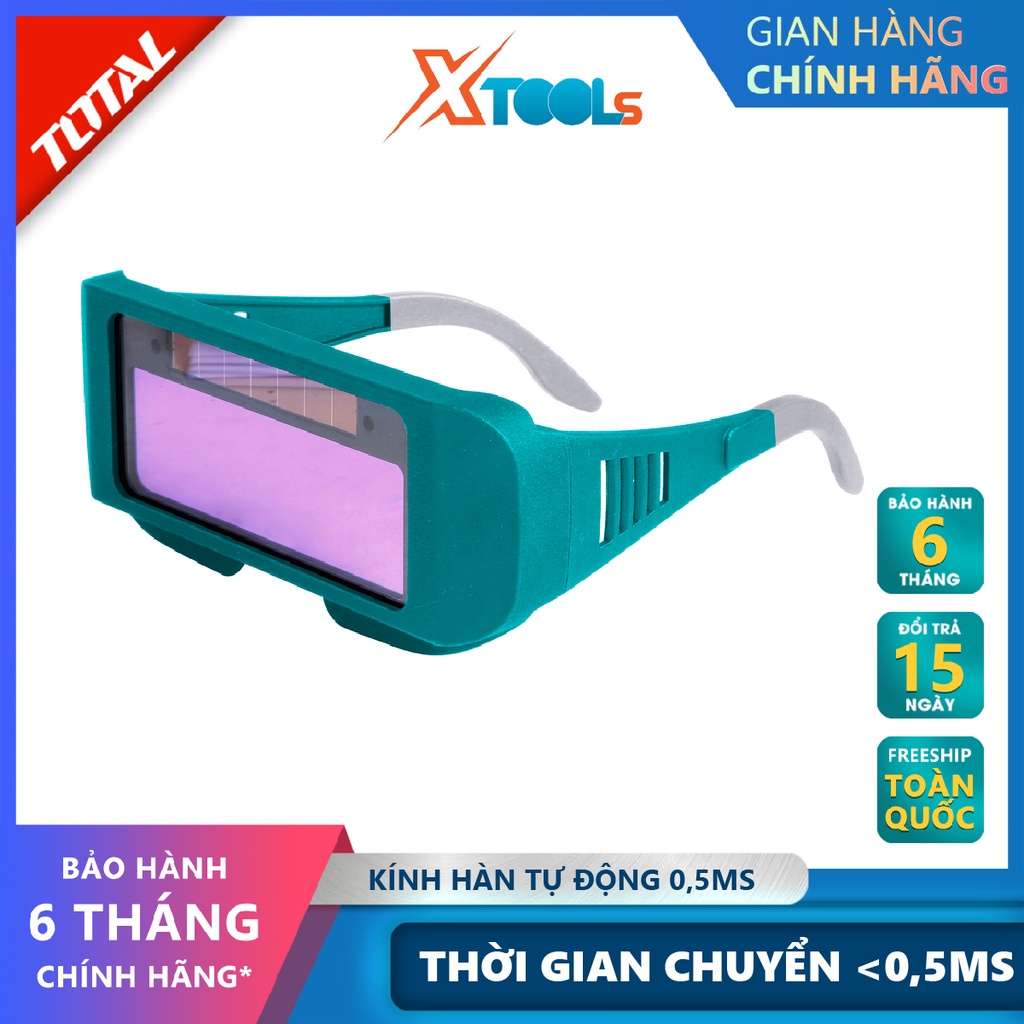 Kính hàn điện tử TOTAL TSP9401 Kính hàn tự động Kích thước vùng tối 108x 50.8x 5mm, TlG amps ≥ 30 amps chống chói, bụi