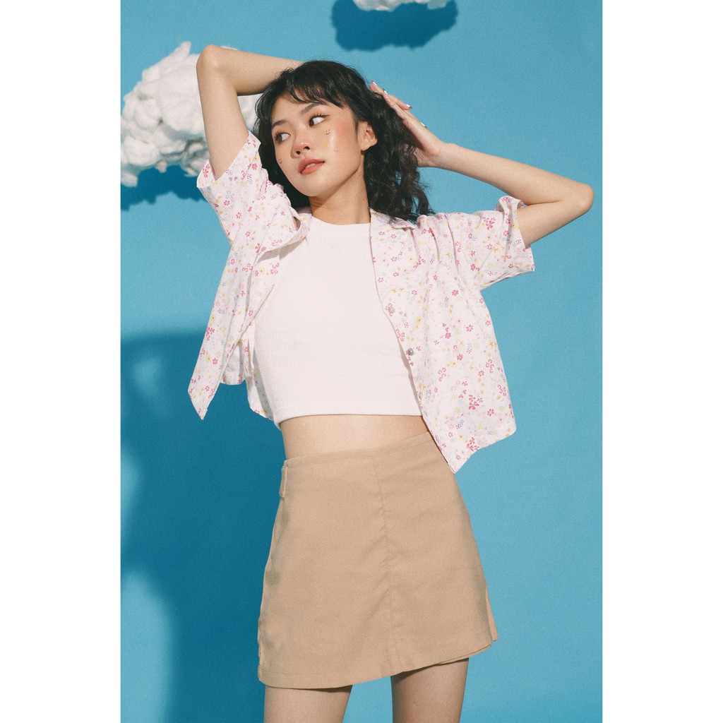 [Mã WABRHI5 giảm 15% đơn 599K] Chân váy chữ A thời trang GAGO plain mini skort màu nâu GO3298