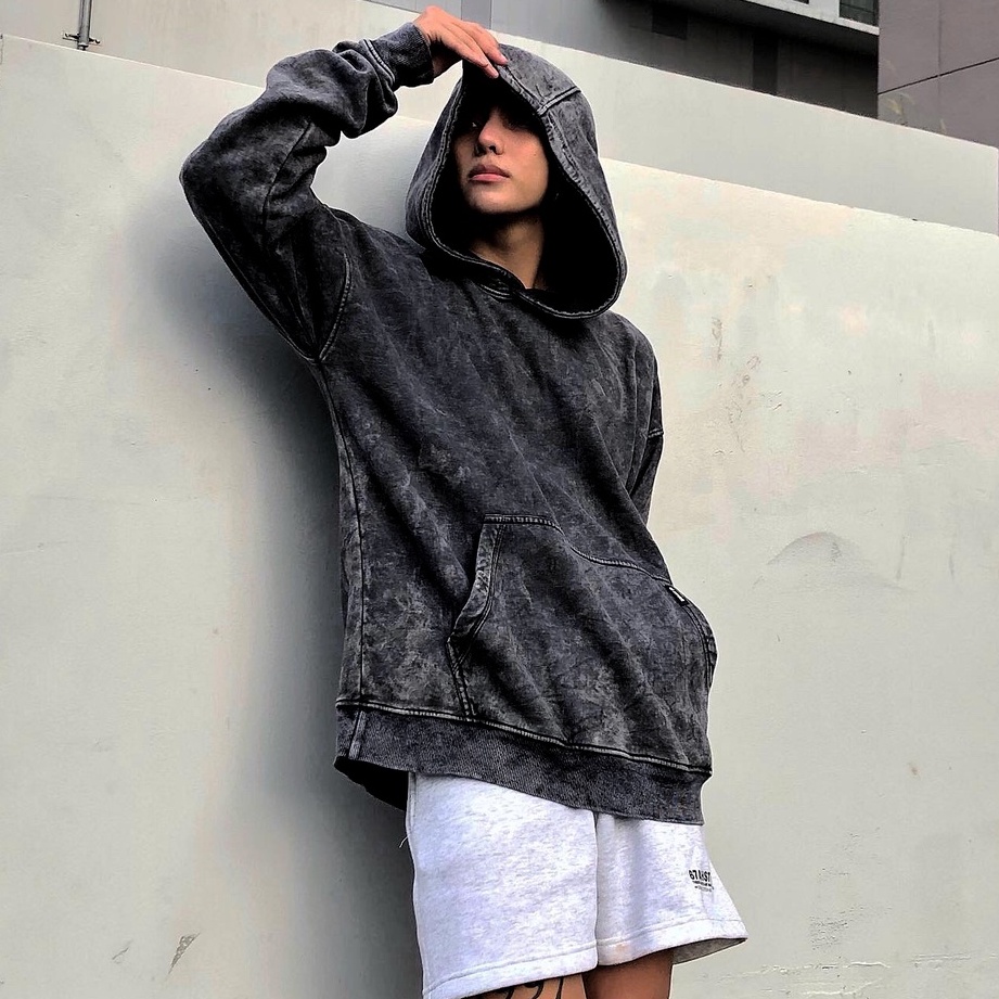 Áo Khoác Hoodie Nỉ Cào Cotton Dày Dặn Nam Nữ Form Rộng Unisex Essential Washed Black by Local Brand Xfire HOO-WANI-DW32