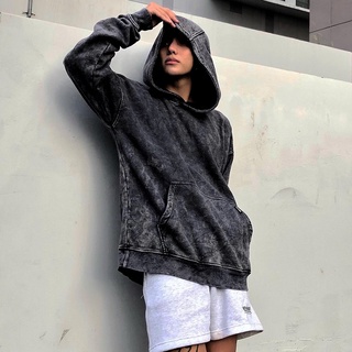 Áo Khoác Hoodie Nỉ Cào Cotton Dày Dặn  Nam Nữ Form Rộng Unisex Essential Washed Black by Local Brand Xfire HOO-WANI-DW32