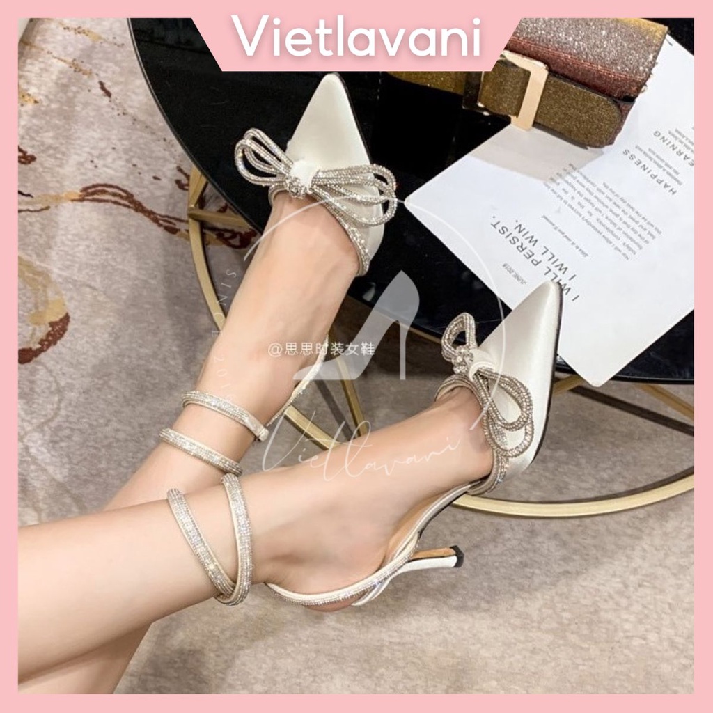 Giày Sandal LNC52 Đính Nơ Đá Xinh Xắn Dành Cho Nữ
