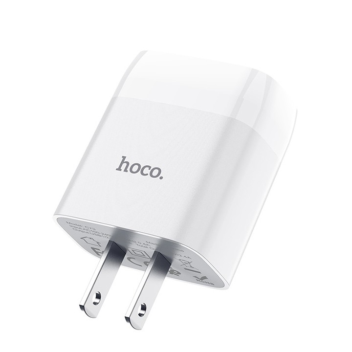 Cóc sạc nhanh Hoco C73 2 cổng USB 2.4A, nhựa ABS, tương thích nhiều thiết bị