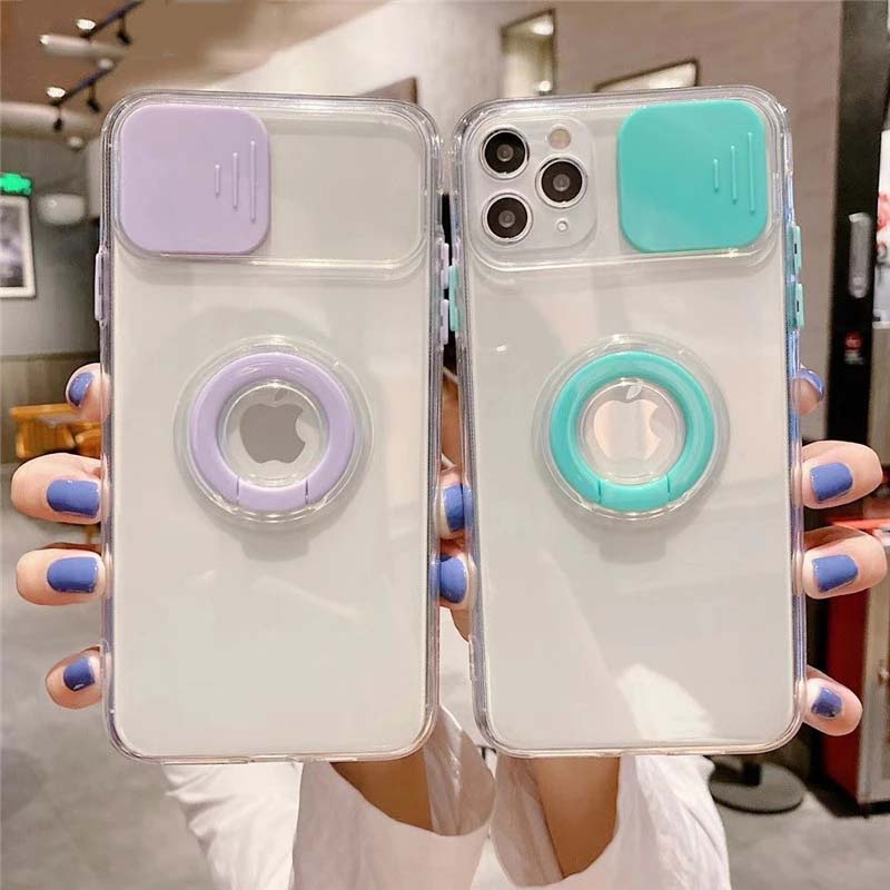 Ốp điện thoại dẻo trong suốt có khuyên đeo bảo vệ camera cho Compatiable with iPhone 13 13Pro 11 11Pro 12 12Pro Max
