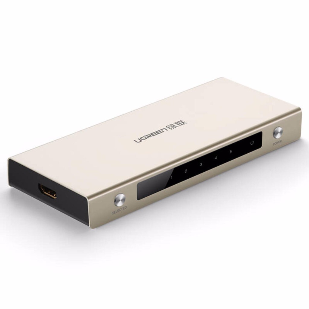 Bộ switch chuyển mạch (5x1) HDMI 4k2k 30Hz, hỗ trợ 1.4V, 3D,vỏ hợp kim UGREEN 40279