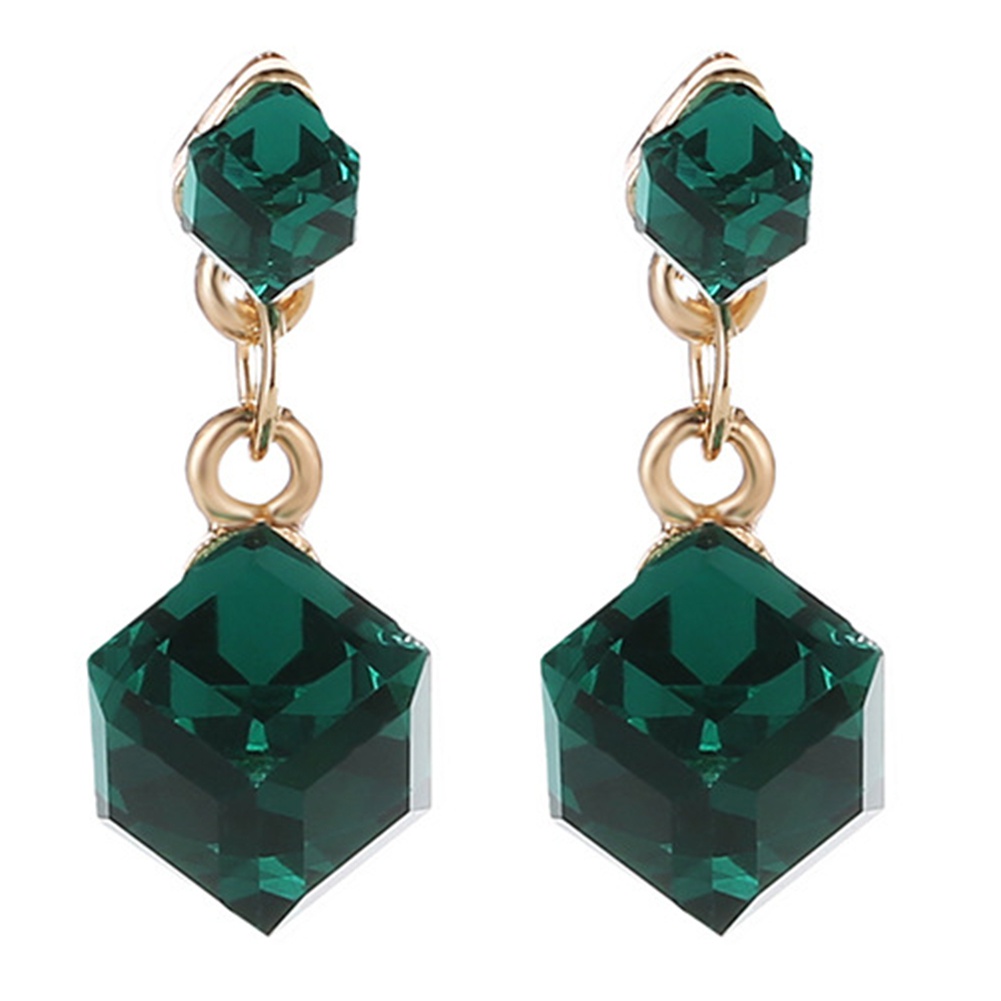 Cặp khuyên tai đính đá kiểu khối vuông thời trang cá tính cho nữ