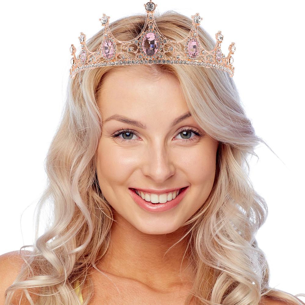 PINEVN Vương Miện Cài Tóc Đính Kim Cương Giả Kiểu Hoàng Hậu Cổ Điển