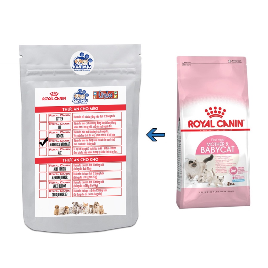 Hạt Royal Canin Pháp Thức ăn cho mèo con Mèo sơ sinh BabyCat 34 1kg - Kún Miu Petshop