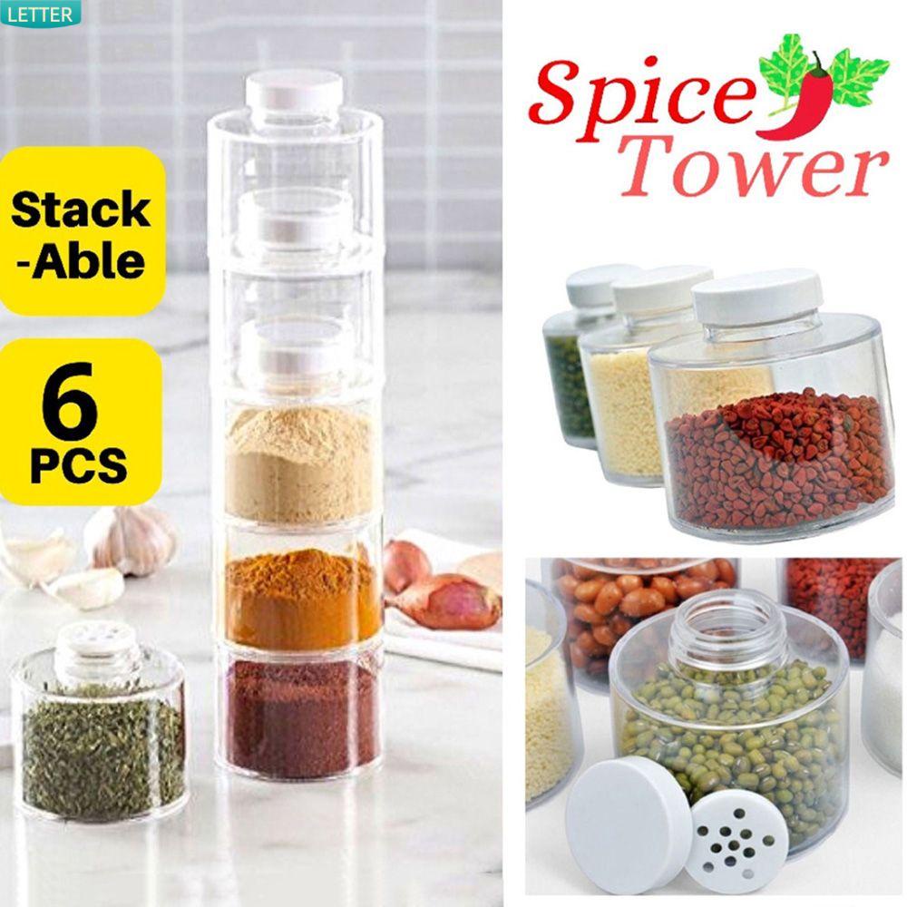 Set 6 Hộp Trong Suốt Đựng Gia Vị Tiện Dụng