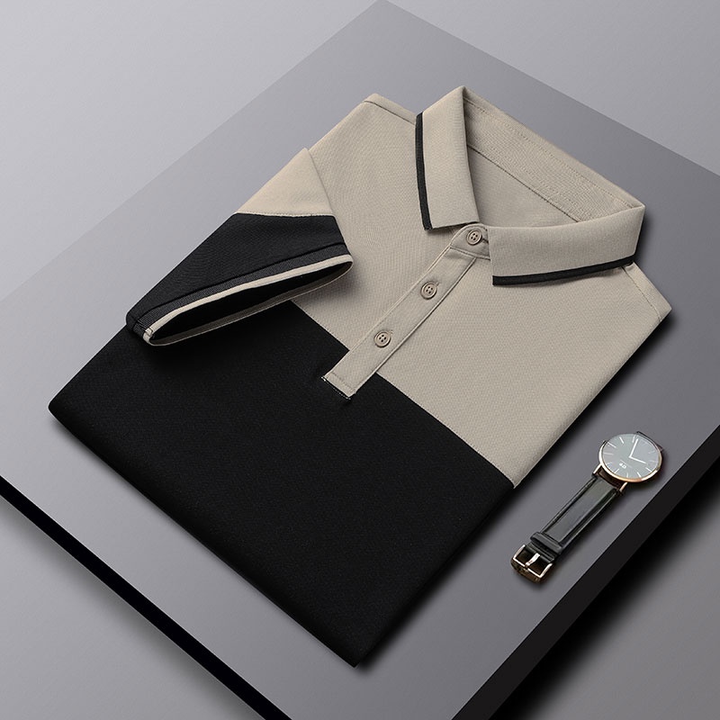 Áo polo Ngắn Tay Cổ Bẻ Nhiều Lớp Thoáng Khí Màu Sắc Đơn Giản Dành Cho Nam