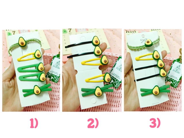 SET CỘT TÓC - KẸP TÓC QUẢ BƠ 5 MÓN ẢNH THẬT