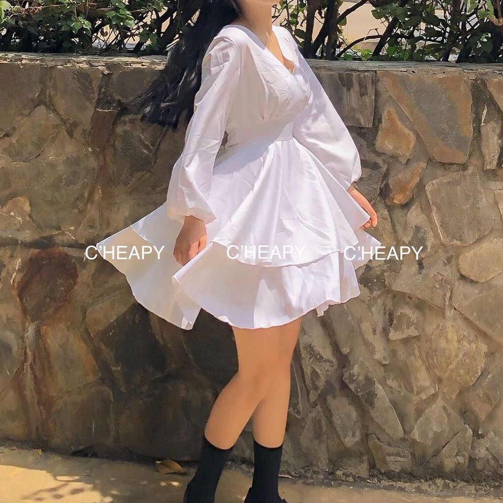 VÁY XOÈ 2 TẦNG Dài Tay màu Trắng VÁY XOÈ ĐẸP | BigBuy360 - bigbuy360.vn