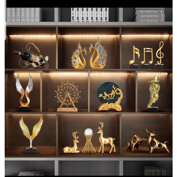 Đôi chim thiên nga đính đá_Tượng trang trí - decor