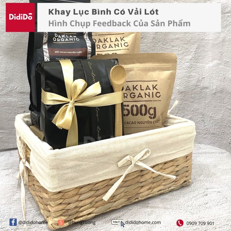 Khay cói để đồ có vải lót KT 30*20*15cm