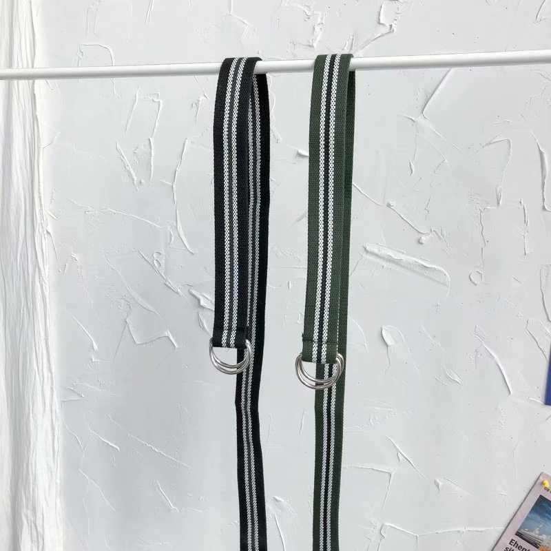 Thắt lưng vải canvas họa tiết sọc caro thời trang cho nam và nữ