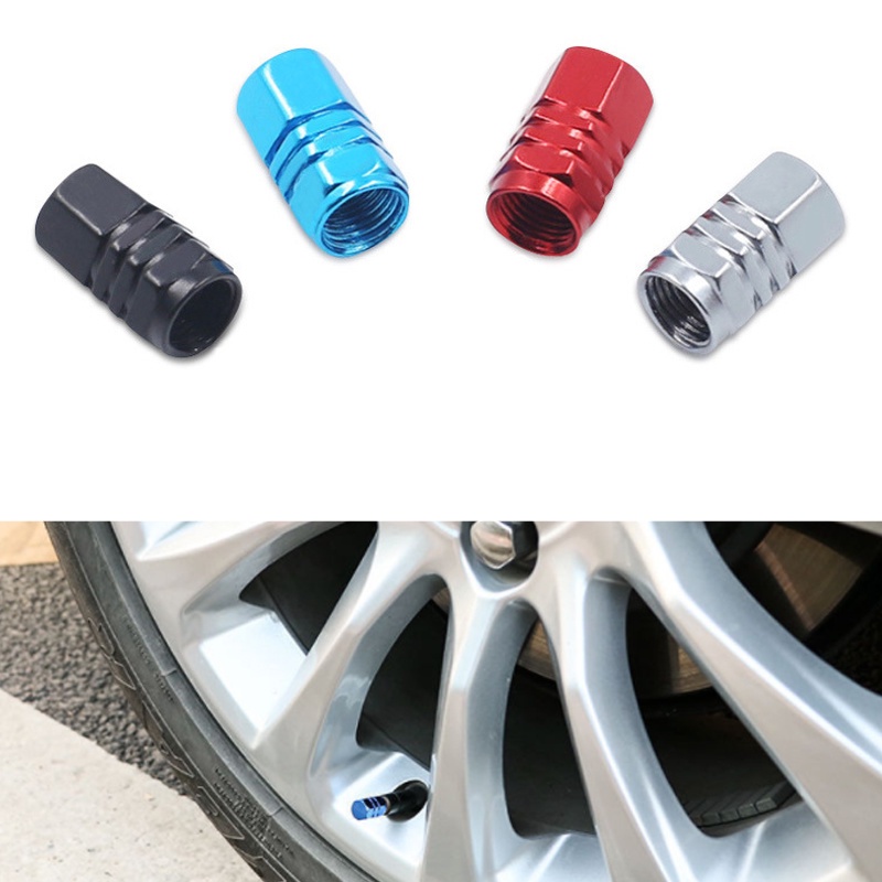 Bộ 2/4 Ốp Van Bánh Xe Hơi/Xe Máy/Xe Đạp 90 Độ Bằng Hợp Kim Nhôm Chống Bụi