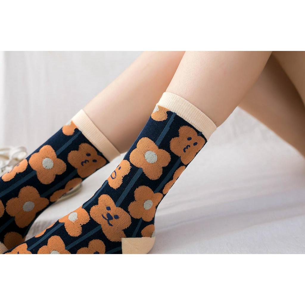 Vớ Cotton Thoáng Khí In Họa Tiết Cho Nữ