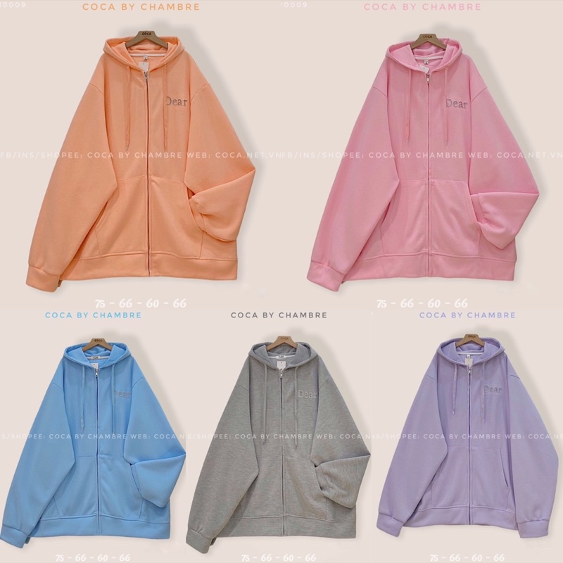 [KN0009]🍭 Áo khoác HOODIE ZIP nỉ hạt in dập nổi phản quang DEAR form oversize (Có sẵn/ảnh thật) | BigBuy360 - bigbuy360.vn