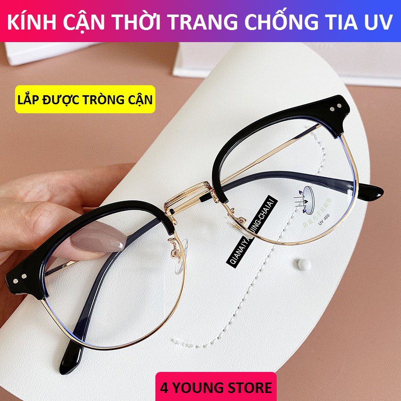 Kính gọng cận thời trang mắt tròn bảo vệ mắt chống tia UV - Kính không độ Unisex 4 Young Store 048 | WebRaoVat - webraovat.net.vn