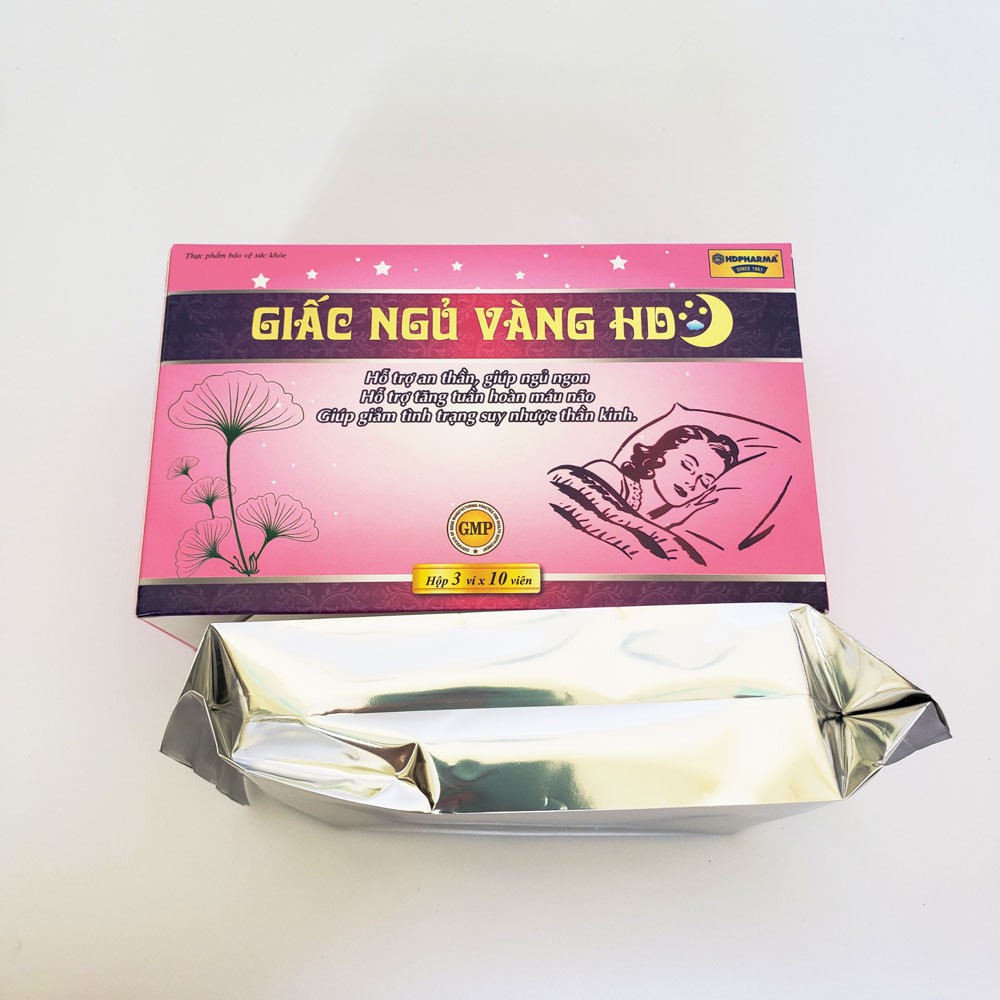 Giấc Ngủ Vàng HD giúp an thần, ngủ ngon, tăng tuần hoàn máu não hộp 30 viên