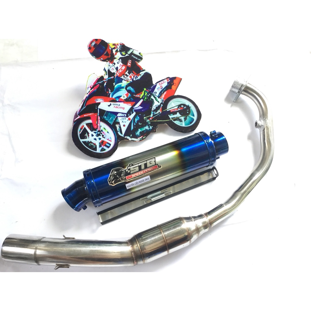 Bộ pô stb titan full cổ bầu hơi inox exciter, winer, sonic, raider, satria, gsx, tfx, fz, cbr, r15,...