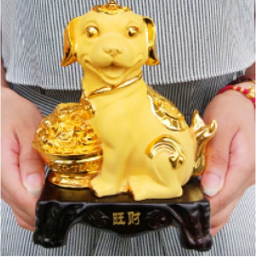 tượng chó gốm vàng phong thủy